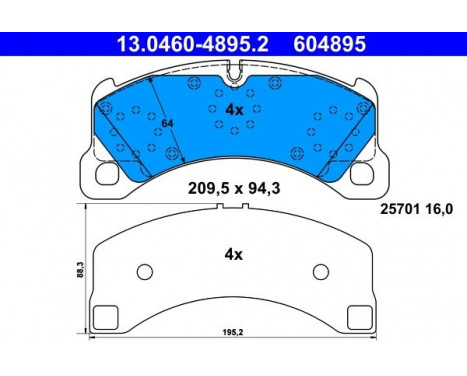 Kit de plaquettes de frein, frein à disque 13.0460-4895.2 ATE