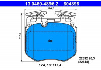 Kit de plaquettes de frein, frein à disque 13.0460-4896.2 ATE