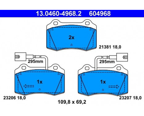 Kit de plaquettes de frein, frein à disque 13.0460-4968.2 ATE, Image 2