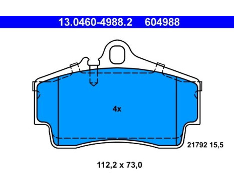 Kit de plaquettes de frein, frein à disque 13.0460-4988.2 ATE, Image 2