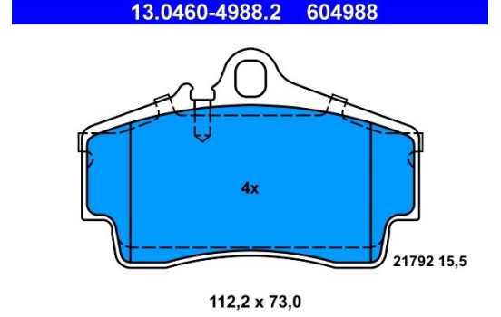 Kit de plaquettes de frein, frein à disque 13.0460-4988.2 ATE, Image 2