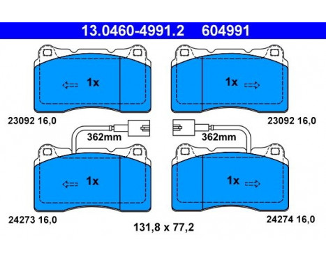 Kit de plaquettes de frein, frein à disque 13.0460-4991.2 ATE, Image 2