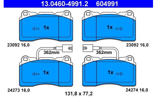 Kit de plaquettes de frein, frein à disque 13.0460-4991.2 ATE, Image 2