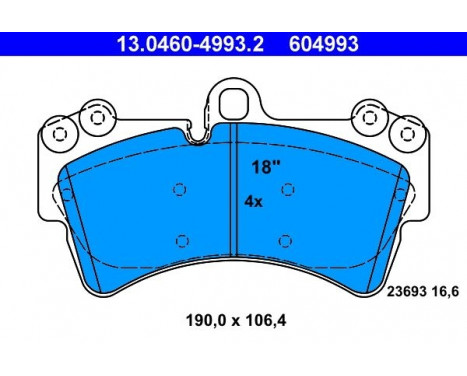 Kit de plaquettes de frein, frein à disque 13.0460-4993.2 ATE, Image 2