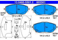 Kit de plaquettes de frein, frein à disque 13.0460-5501.2 ATE