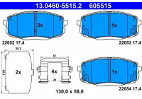 Kit de plaquettes de frein, frein à disque 13.0460-5515.2 ATE