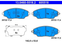 Kit de plaquettes de frein, frein à disque 13.0460-5518.2 ATE