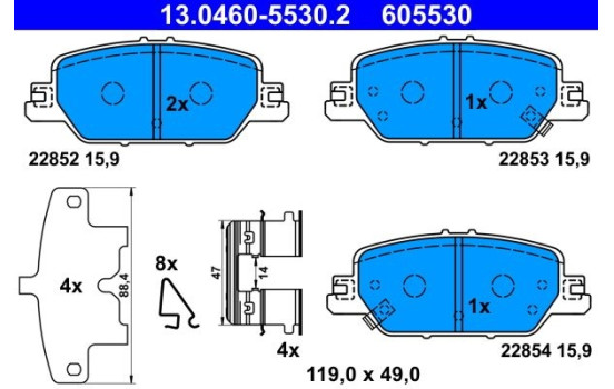 Kit de plaquettes de frein, frein à disque 13.0460-5530.2 ATE