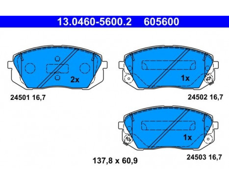Kit de plaquettes de frein, frein à disque 13.0460-5600.2 ATE, Image 2
