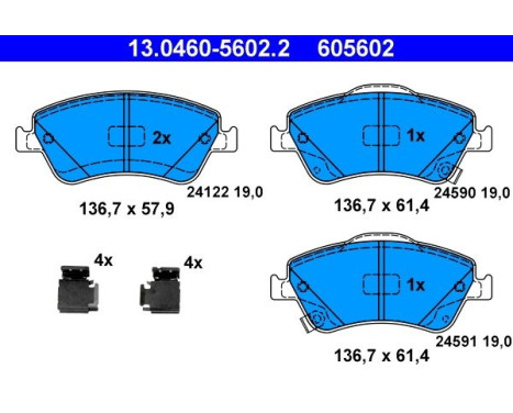 Kit de plaquettes de frein, frein à disque 13.0460-5602.2 ATE, Image 2