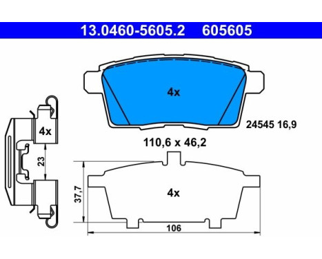 Kit de plaquettes de frein, frein à disque 13.0460-5605.2 ATE, Image 2