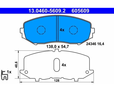 Kit de plaquettes de frein, frein à disque 13.0460-5609.2 ATE, Image 2