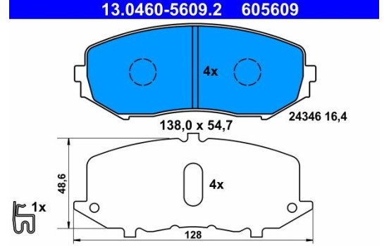Kit de plaquettes de frein, frein à disque 13.0460-5609.2 ATE, Image 2