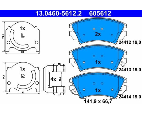 Kit de plaquettes de frein, frein à disque 13.0460-5612.2 ATE, Image 2