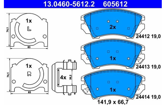 Kit de plaquettes de frein, frein à disque 13.0460-5612.2 ATE, Image 2
