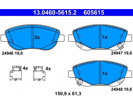 Kit de plaquettes de frein, frein à disque 13.0460-5615.2 ATE, Image 2