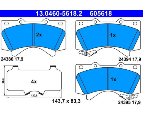 Kit de plaquettes de frein, frein à disque 13.0460-5618.2 ATE, Image 2