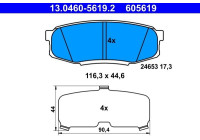 Kit de plaquettes de frein, frein à disque 13.0460-5619.2 ATE