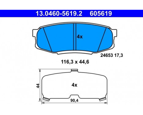 Kit de plaquettes de frein, frein à disque 13.0460-5619.2 ATE