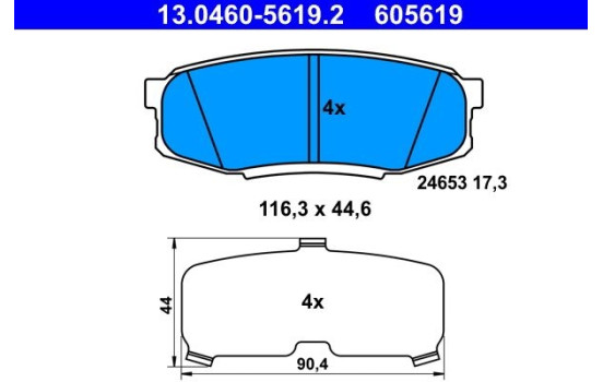 Kit de plaquettes de frein, frein à disque 13.0460-5619.2 ATE