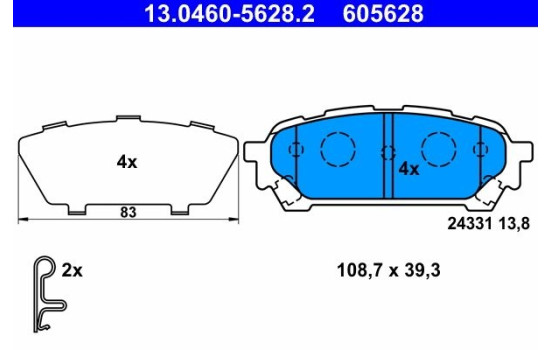 Kit de plaquettes de frein, frein à disque 13.0460-5628.2 ATE, Image 2