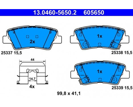 Kit de plaquettes de frein, frein à disque 13.0460-5650.2 ATE, Image 2