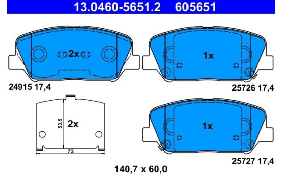 Kit de plaquettes de frein, frein à disque 13.0460-5651.2 ATE, Image 2