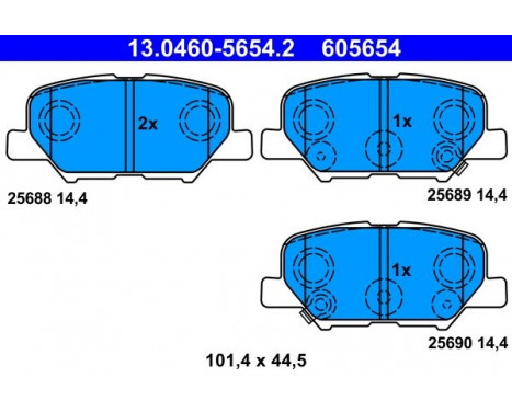 Kit de plaquettes de frein, frein à disque 13.0460-5654.2 ATE, Image 2