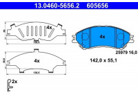 Kit de plaquettes de frein, frein à disque 13.0460-5656.2 ATE