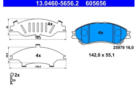 Kit de plaquettes de frein, frein à disque 13.0460-5656.2 ATE