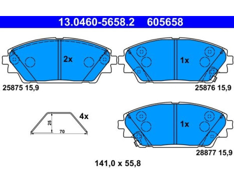 Kit de plaquettes de frein, frein à disque 13.0460-5658.2 ATE, Image 2