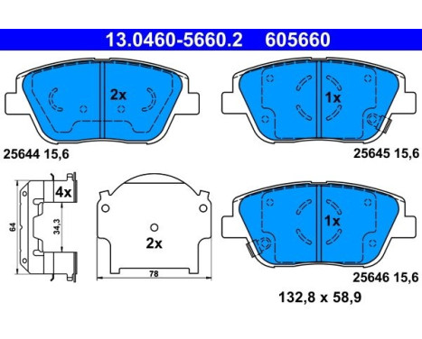 Kit de plaquettes de frein, frein à disque 13.0460-5660.2 ATE