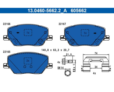 Kit de plaquettes de frein, frein à disque 13.0460-5662.2 ATE, Image 2