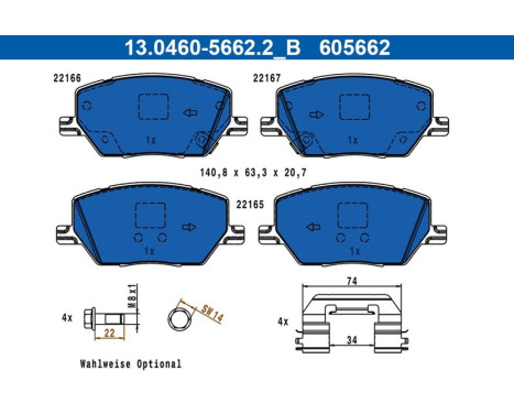 Kit de plaquettes de frein, frein à disque 13.0460-5662.2 ATE, Image 3