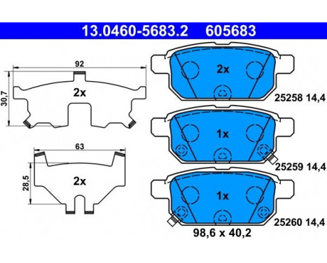 Kit de plaquettes de frein, frein à disque 13.0460-5683.2 ATE