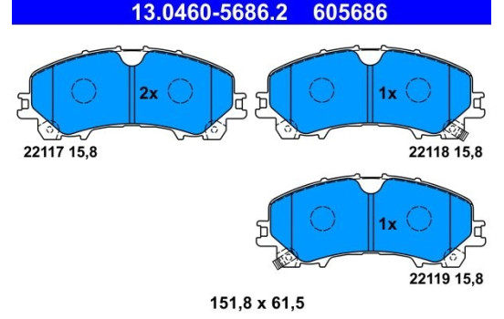 Kit de plaquettes de frein, frein à disque 13.0460-5686.2 ATE