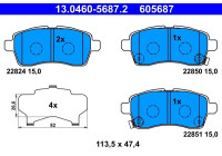 Kit de plaquettes de frein, frein à disque 13.0460-5687.2 ATE