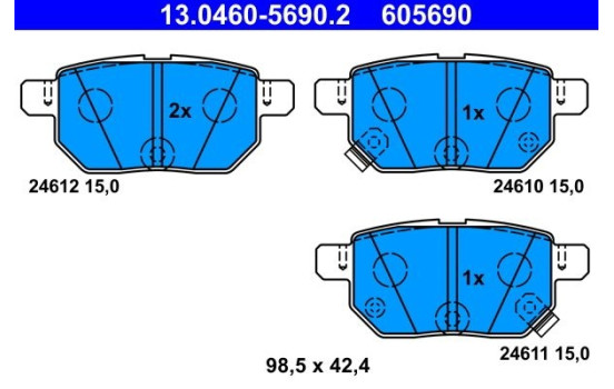 Kit de plaquettes de frein, frein à disque 13.0460-5690.2 ATE, Image 2