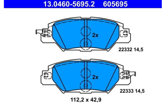 Kit de plaquettes de frein, frein à disque 13.0460-5695.2 ATE