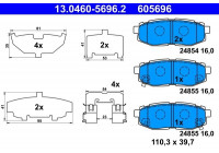 Kit de plaquettes de frein, frein à disque 13.0460-5696.2 ATE