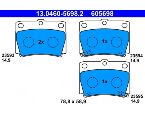 Kit de plaquettes de frein, frein à disque 13.0460-5698.2 ATE