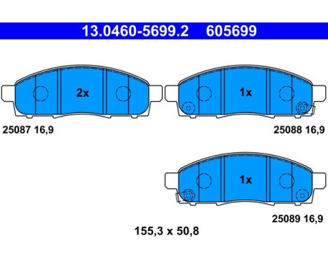 Kit de plaquettes de frein, frein à disque 13.0460-5699.2 ATE