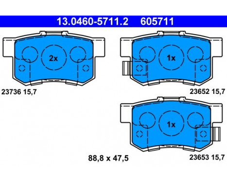 Kit de plaquettes de frein, frein à disque 13.0460-5711.2 ATE, Image 2