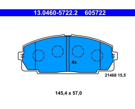 Kit de plaquettes de frein, frein à disque 13.0460-5722.2 ATE