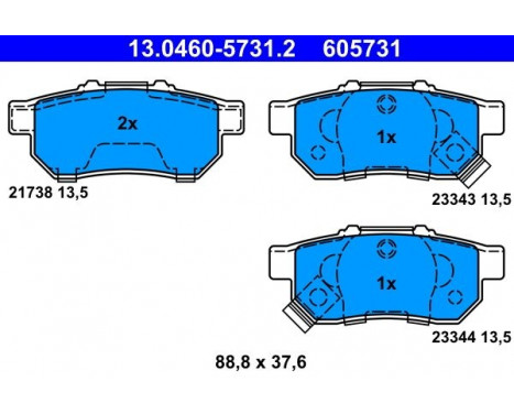Kit de plaquettes de frein, frein à disque 13.0460-5731.2 ATE, Image 2