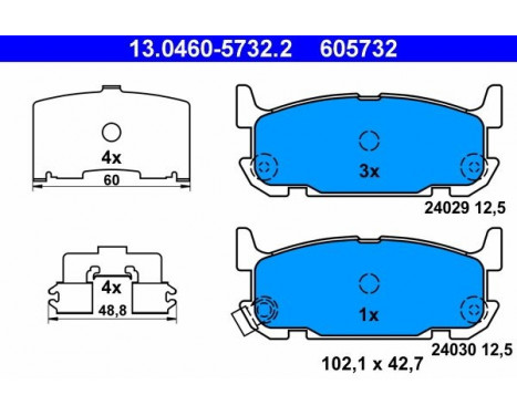 Kit de plaquettes de frein, frein à disque 13.0460-5732.2 ATE