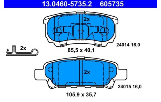 Kit de plaquettes de frein, frein à disque 13.0460-5735.2 ATE, Image 2