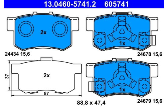 Kit de plaquettes de frein, frein à disque 13.0460-5741.2 ATE
