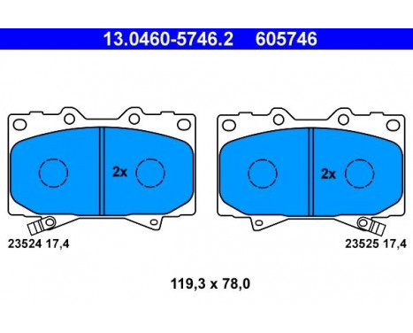 Kit de plaquettes de frein, frein à disque 13.0460-5746.2 ATE, Image 2