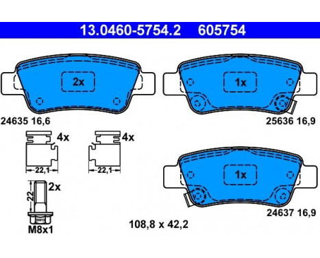 Kit de plaquettes de frein, frein à disque 13.0460-5754.2 ATE, Image 2